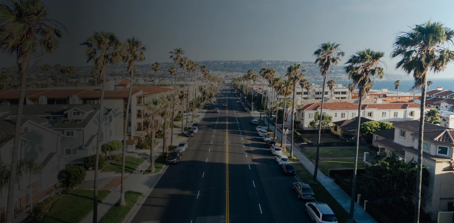 Drone view of downtown Santa Ana, highlighting the city’s vibrant community, showcasing the city served by The Edge Treatment Center’s drug rehab programs.