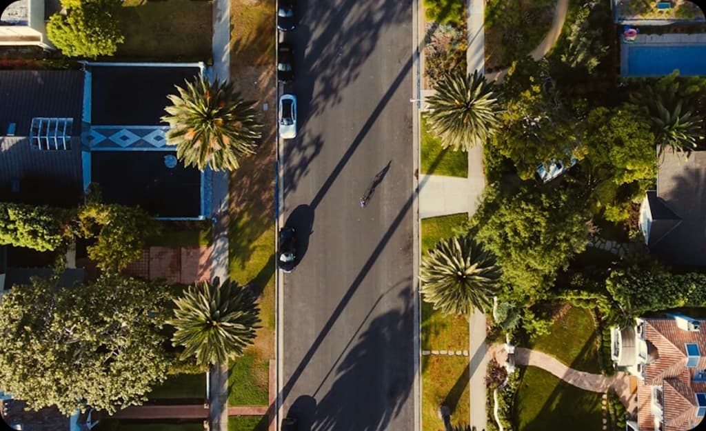 Top-down view of a quiet Irvine neighborhood — symbolizing safety, stability, and support through local rehab programs.