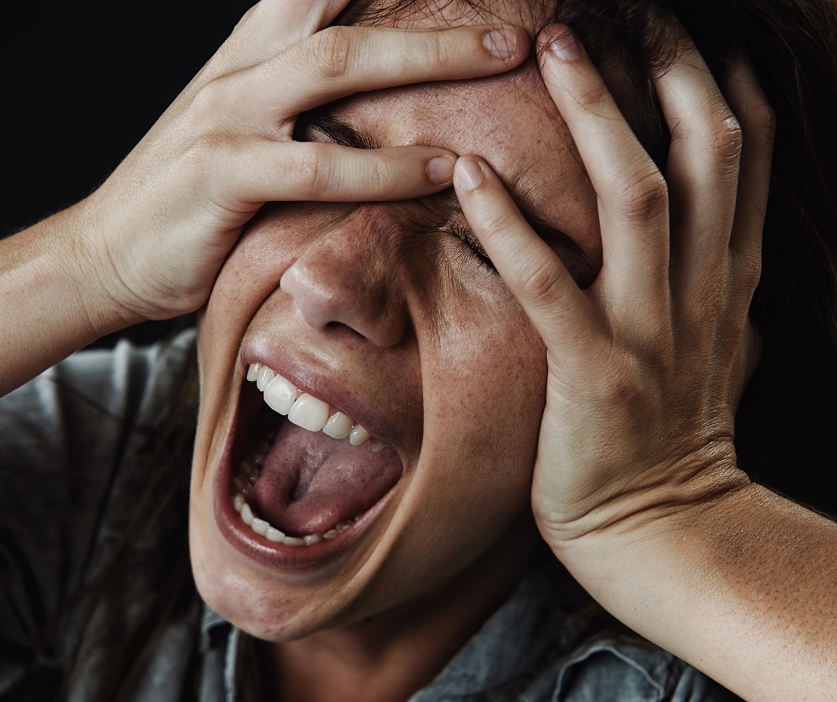 Screaming Woman Suffering from Catatonic Schizophrenia