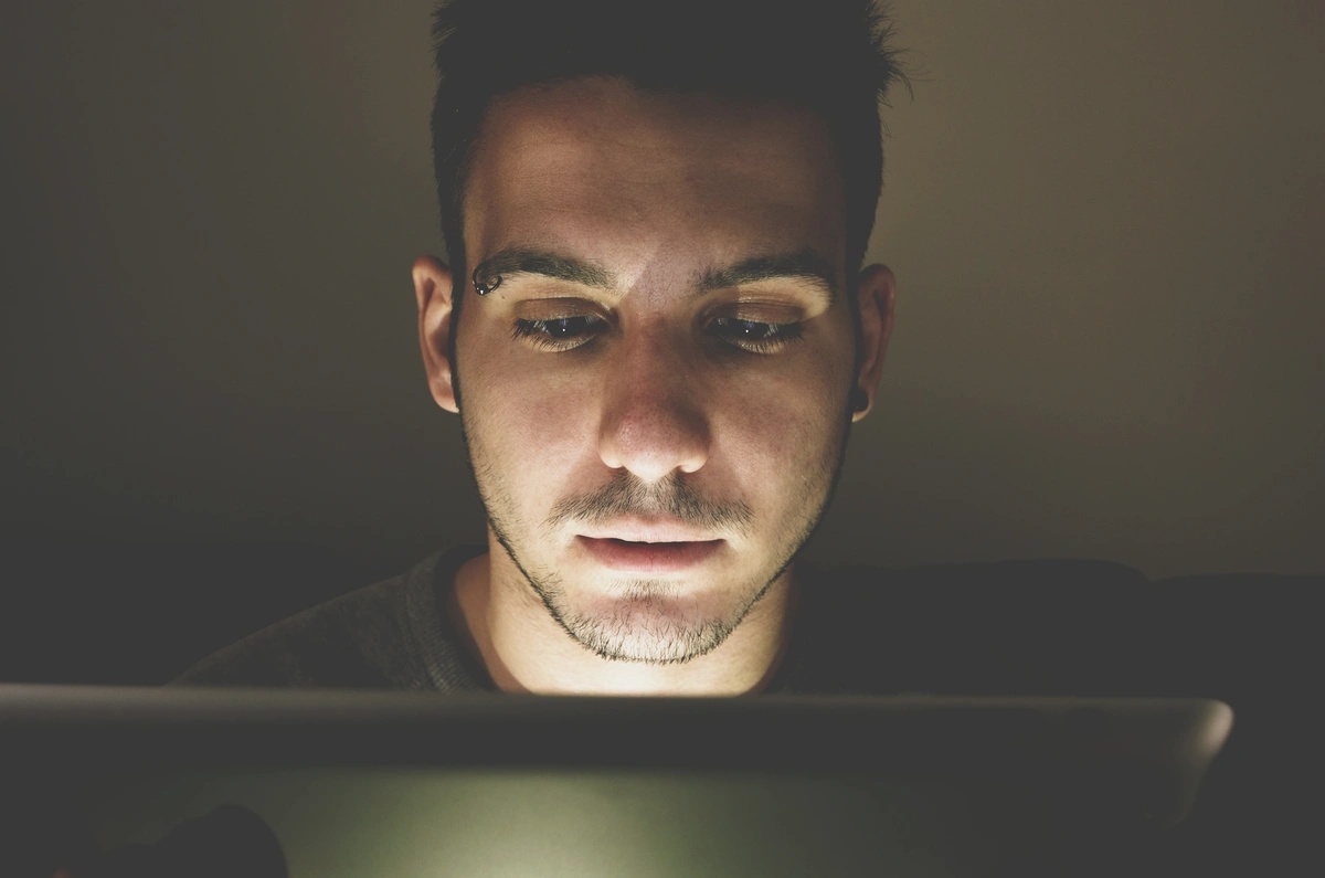 Internet Addiction: Man staring at his computer screen