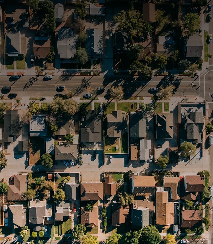 Drug Rehab in Stanton Drug rehab in Stanton - in Aerial view of a Stanton neighborhood — highlighting the community impact of addiction and the need for local rehab services.