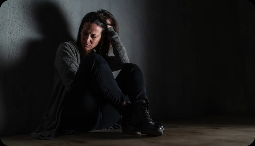 Drug and Alcohol Rehab Woman struggling with addiction and mental health in Costa Mesa — compassionate drug rehab services are available for those in crisis.